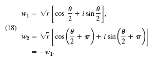 + i sin W1 cos Vr cos (18) W2 = Vr | cos + T+i sin = -W1. 