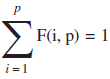 Σ F(i, p) = 1 i = 1 