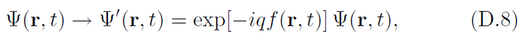 V (r, t) → V'(r, t) = exp[-iqf(r, t)] V (r, t), (D.8) 