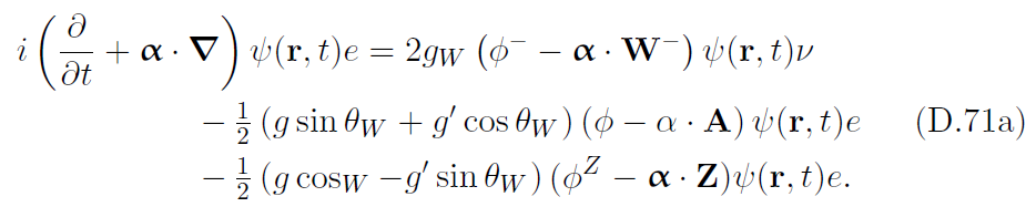+ a · V ) v(r, t)e = dt (D.71a) - 3 (g sin Ow + g' cos Ow) (Ø – a · A) Þ(r, t)e - (g cosw -g' sin Ow) (6 – a · 