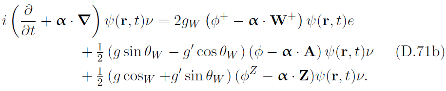 + a . V ) (r, t)v = 2gw (0† – a . ·w*) v(r,t)e дt +5 (g sin Ow – g'cos Ow) (o – a · A) (r, t)v (D.71b) +5 (g 