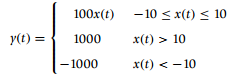 100x(t) - 10 < x(t) < 10 x(t) > 10 x(t) < - 10 y(t) = 1000 - 1000 