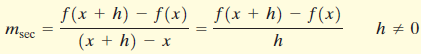 f(x + h) – f(x) (x + h) – x f(x+ h) – f(x) h + 0 msec 