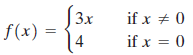 if x + 0 3x Зх f(x) = if x = 0 4 