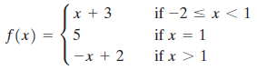 if -2 < x < 1 if x = 1 if x > 1 x + 3 |f(x) = { 5 -x + 2 