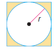 A circle of radius r is inscribed in a square.