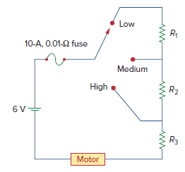 Low 10-A, 0.01-2 fuse Medium High R2 R3 Motor 
