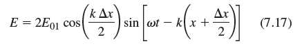 k Δr Δx E = 2E01 cos (7.17) sin wt – k x + 