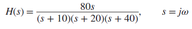 H(s) = (s + 10)(s + 20)(s + 40)’ 80s s = ja 
