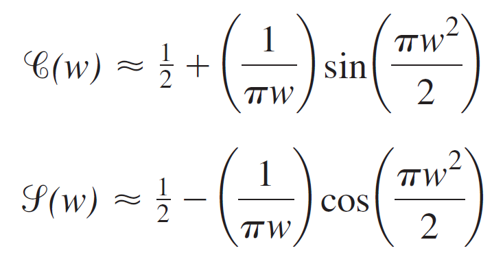 w² E(w) = ! +(-)sin тW 2 тW TTW тy? cos S(w) = } 