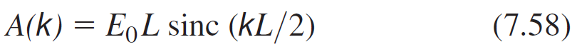 A(k) = E,L sinc (kL/2) (7.58) 