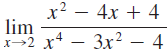 x? — 4х + 4 lim .2 Зx? — 4 x>2 х4 