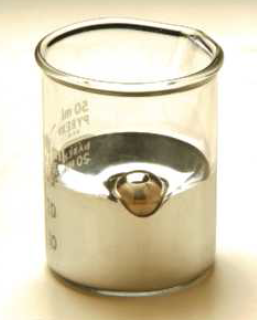 A steel ball bearing will float in mercury as shown
