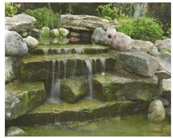 A backyard waterfall used in landscaping (Fig. P10.94) has water