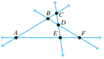 Use the figure to describe the following.∡EDF ∩ ∡BDC