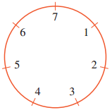 Determine the sum or difference in clock 7 arithmetic.3 -