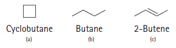 2-Butene (c) Butane (b) Cyclobutane (a) 