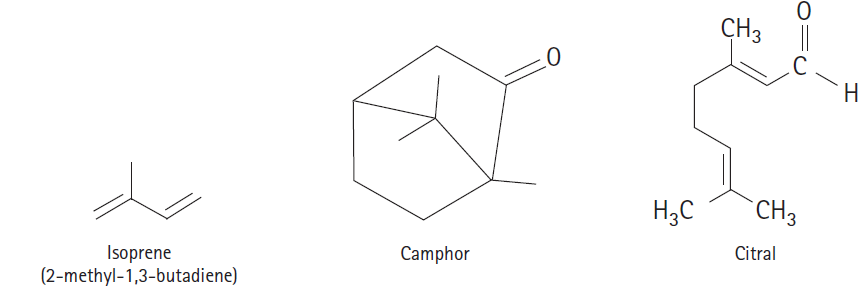 CH3 H. CH3 H,C Isoprene (2-methyl-1,3-butadiene) Camphor Citral 