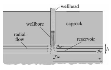 wellhead wellbore caprock radial flow reservoir Pur Pr 