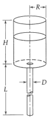 Draining of a cylindrical tank with exit pipe (Fig. 7B.9) (a)