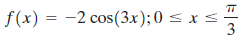 f(x) = -2 cos(3x);0 < x < 3 