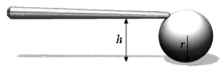 A cue ball of radius r is initially at rest on a horizontal