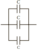 Three capacitors, all with capacitance C, are connected in parallel