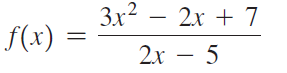 3x2 – 2x + 7 f(x) : 2х — 5 