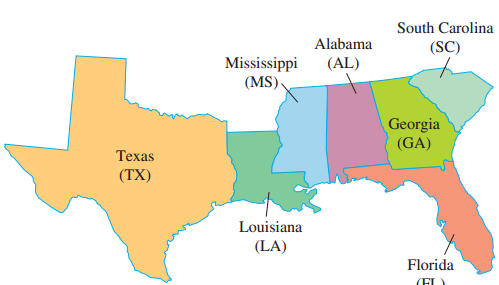 South Carolina Alabama (SC) Mississippi (MS) (AL) Georgia (GA) Техas (TX) Louisiana (LA) Florida 