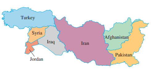 Turkey Syria Afghanistan Iraq Iran Pakistan Jordan 