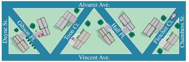 Alvarez Ave. :Ave. Vincent Gibson Pl. Dayne St. Toon Ct. Hall Pl. Fletcher Ct. Chambers St. 