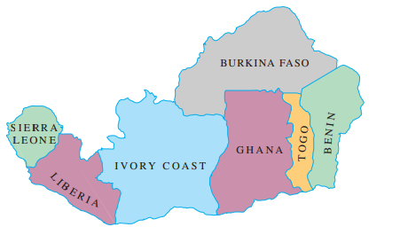 BURKINA FASO SIERRA LEONE GHANA IVORY COAST LIBERIA TÖGO NINI E 