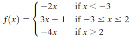 -2x -2x if x <-3 3x – 1 if –3<x< 2 if x>2 f(x) = -4x 