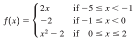 if -5 <x<-1 if -1<x<0 2x |f(x) = { -2 x² – 2 if 0 <x<2 