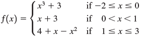x³ + 3 x + 3 4 +x - x? if if -2 <x< 0 if 0<x<1 f(x) = 1<x<3 