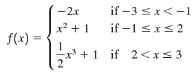 if –3 <x<-1 if –1 <x<2 -2x x2 + 1 f(x) = x3 + 1 if 2<x<3 || 