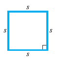 The perimeter x of a square with side of length