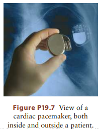Figure P19.7 View of a cardiac pacemaker, both inside and outside a patient. 