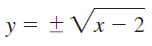 y = ±Vx – 2 
