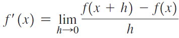 f(x + h) – f(x) f' (x) = lim 