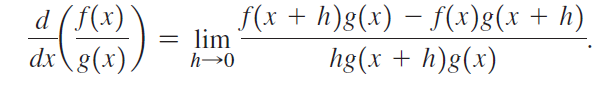 d (f(x) dx\g(x) f(x + h)g(x) – f(x)g(x + h) lim hg(x + h)g(x) 
