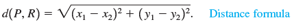 d(P, R) = V(x – x2)² + (yı – Y2)². Distance formula 