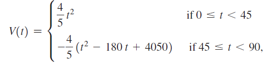 if 0 < t < 45 5 V(1) = 4 180 t + 4050) if 45 < t < 90, 5 