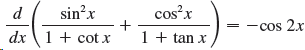 cos'x 1 + tan x sin'x dx \1+ cotx -cos 2.x 