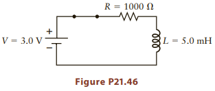 R = 1000 N V = 3.0 V L = 5.0 mH Figure P21.46 