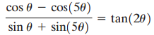 cos 0 – cos(50) sin 0 + sin(50) tan(20) 