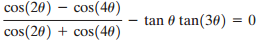 cos(20) – cos(40) tan 0 tan(30) = 0 cos(20) + cos(40) %3D 