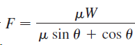 F = u sin 0 + cos 0 0 