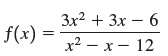 Зx2 + 3x — 6 х2 — х — 12 f(x) = 
