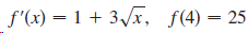 f'(x) = 1 + 3/x, f(4) = 25 